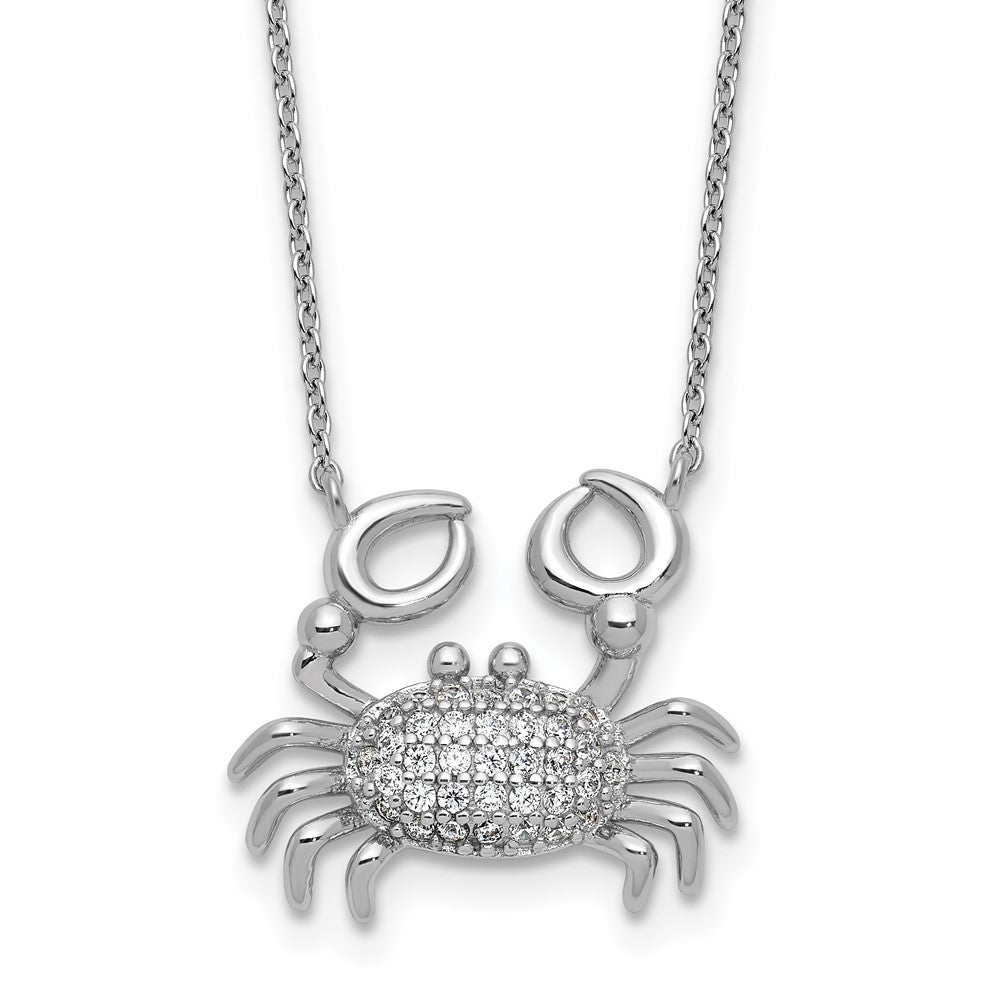 Cheryl M Sterling Silver Rhodium-plated Polished CZ Crab Necklace 18 Inches