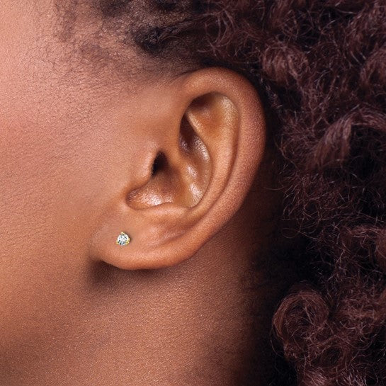 Primal Gold 14 Karat Yellow Gold Lab Grown Diamond 1/5cttw Certified SI1/SI2, G H I, 3 Prong Screwback Earrings