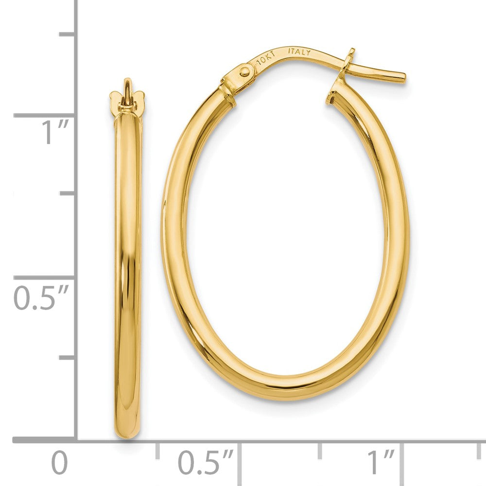 10K Polished Oval Hinged Hoop Earrings