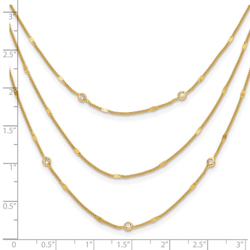 Sterling Silver Gold-tone CZ Layered with 1.5in ext. Necklace