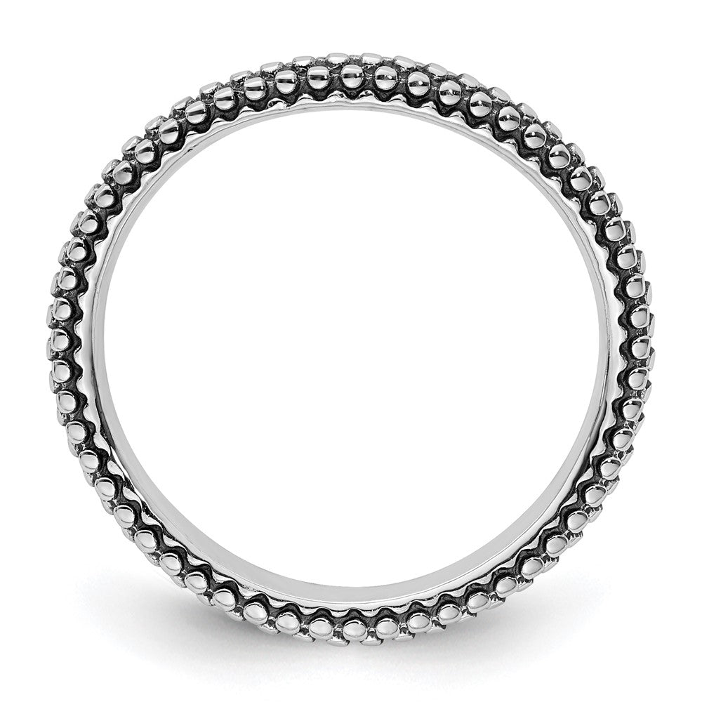 Sterling Silver Stackable Expressions Polished Antiqued Wave Ring Size -8