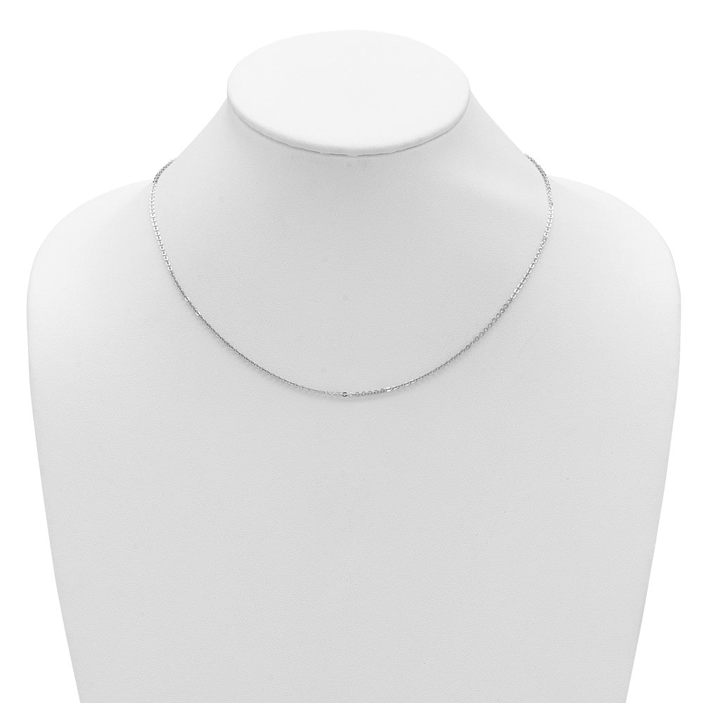 14K White Gold 1.7mm Flat Cable 1in+1in Adjustable Chain