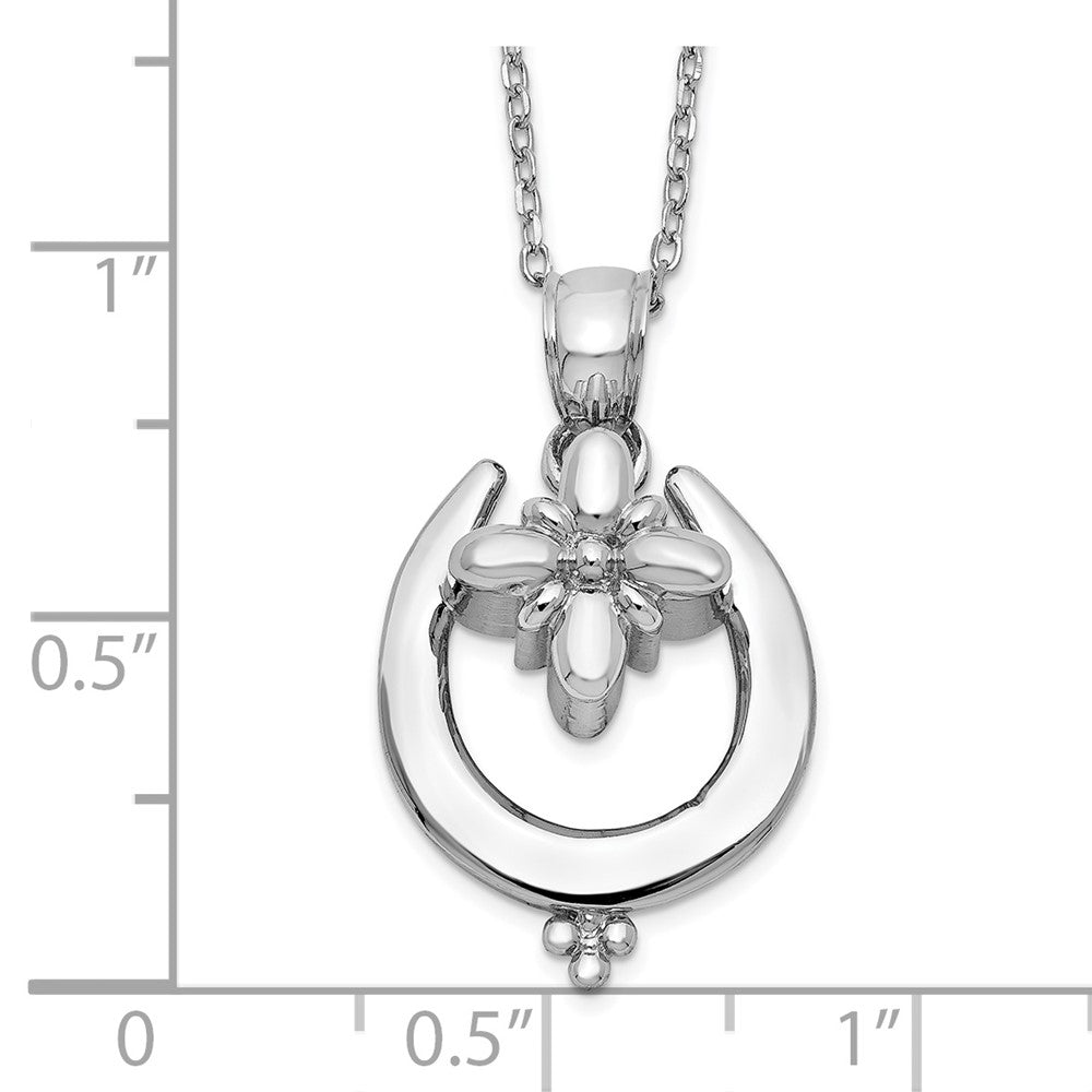 Sterling Silver Rhodium-plated Horseshoe Ash Holder 18in Necklace 18 Inches