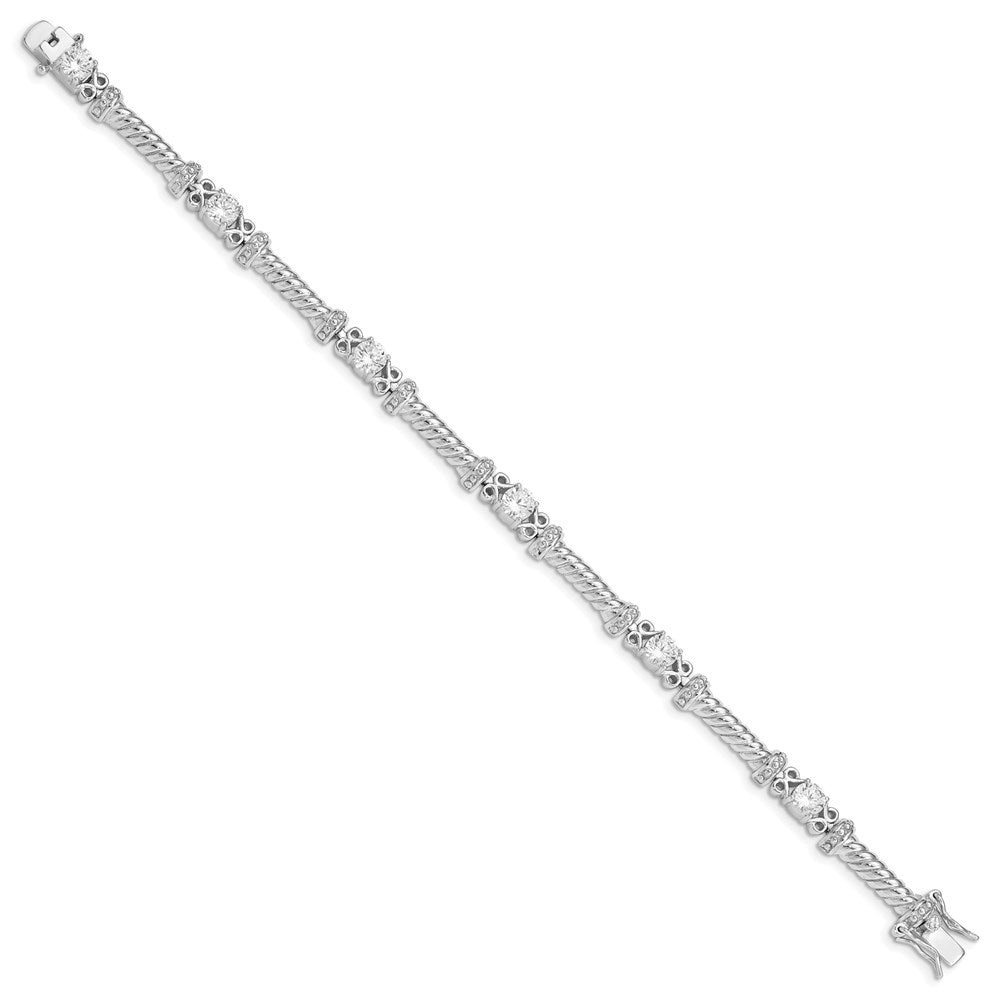 Sterling Silver Rhodium-plated CZ Bracelet 7 inches