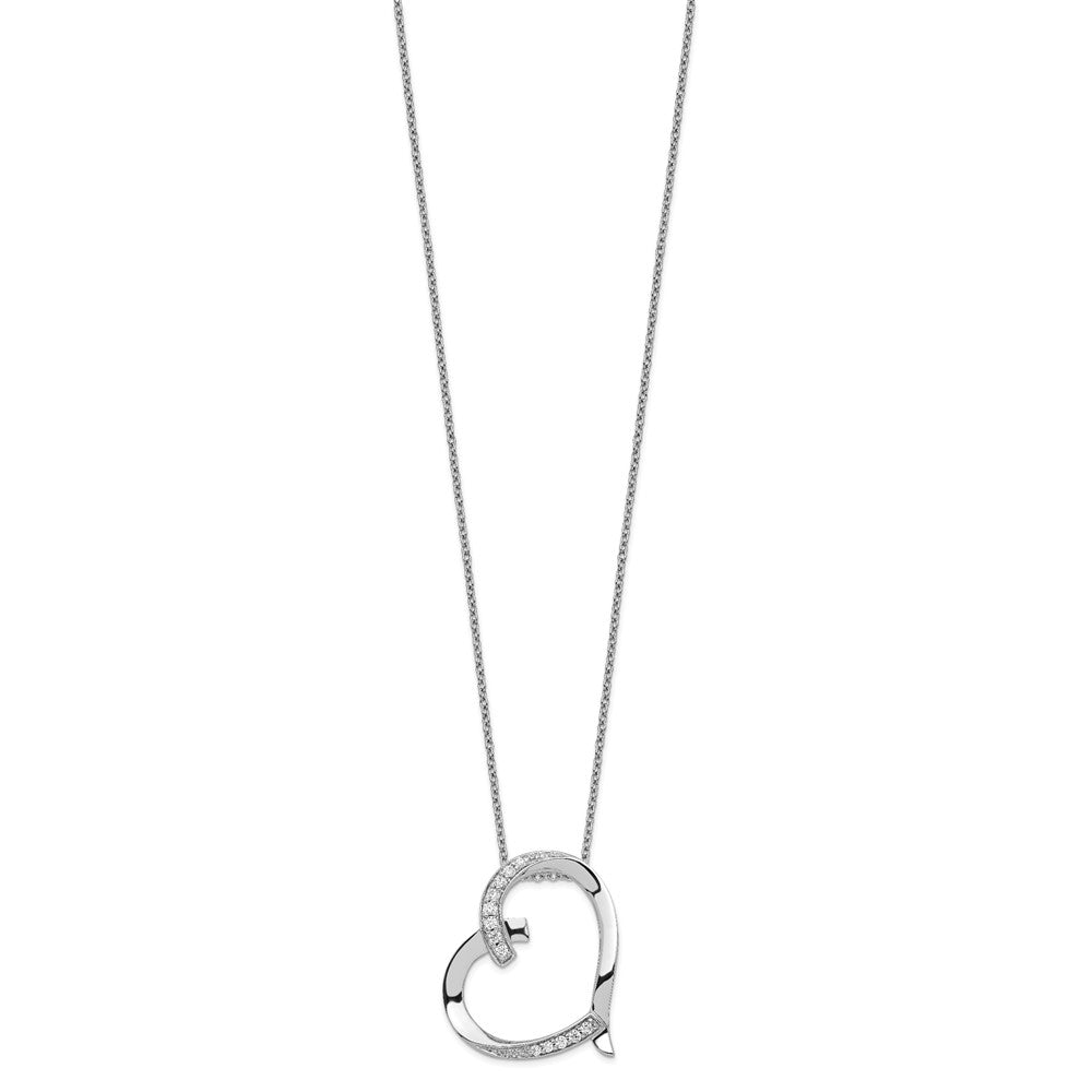 Sentimental Expressions Sterling Silver Rhodium-plated Antiqued CZ Love You Mom 18in Necklace 18 Inches