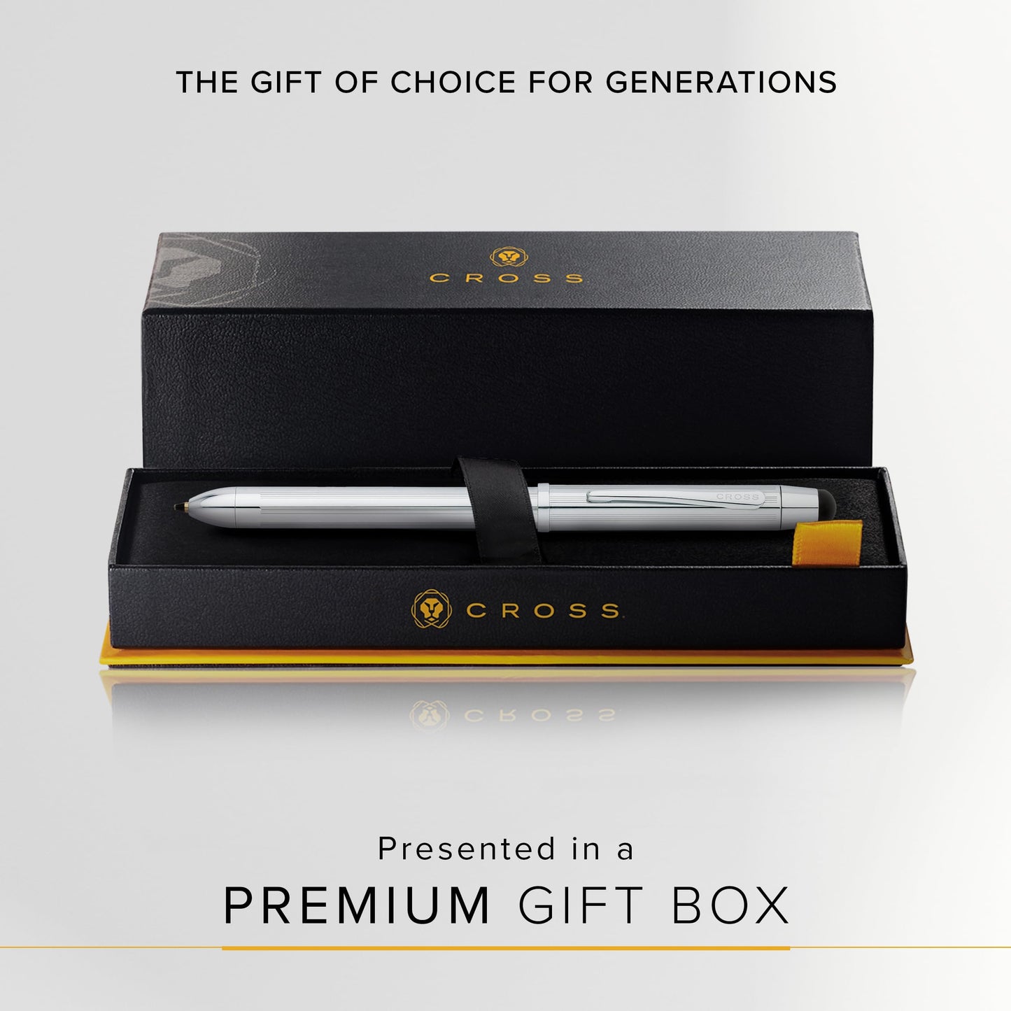 Cross Tech3+ Engraved Refillable Multi-Function Ballpoint Pen with Stylus, Medium Ballpen And Pencil, Includes Premium Gift Box - Lustrous Chrome