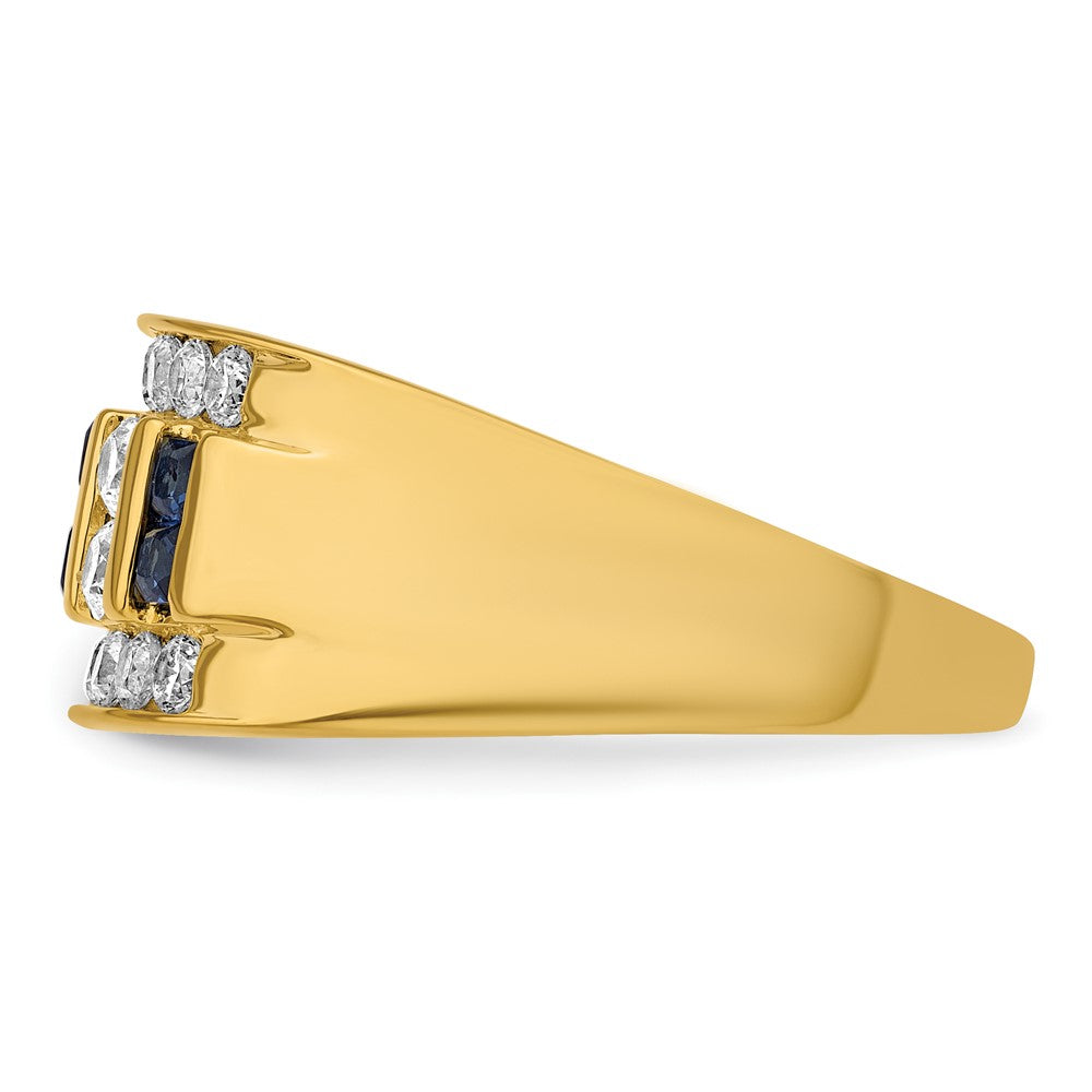 IBGoodman 14k 1 1/4 carat Lab Grown Diamond VS/SI+ G+ and Lab Created Blue Sapphire Complete Men's Ring