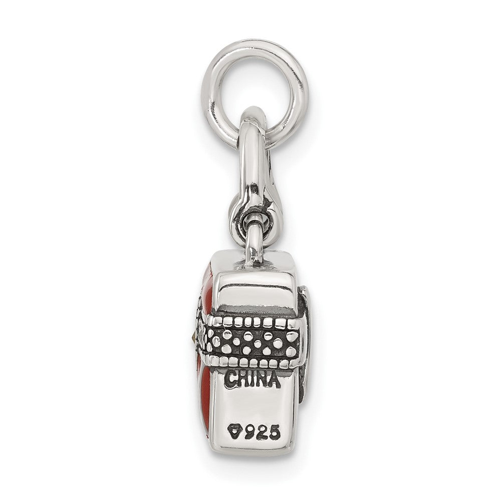 Sterling Silver 3D Enameled Marcasite Purse Charm