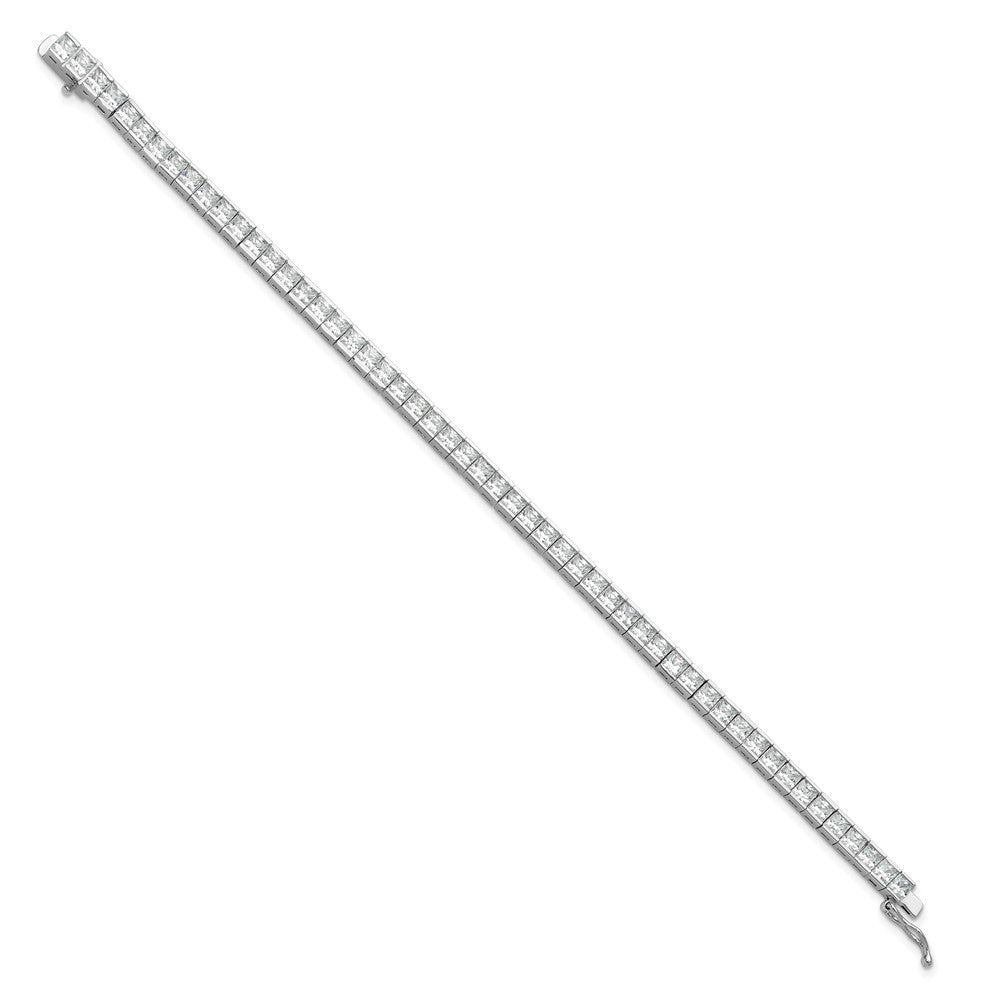 Sterling Shimmer Sterling Silver Rhodium-plated Square 3mm x 3mm CZ 53 Stone 7 inch Bracelet 7 inches