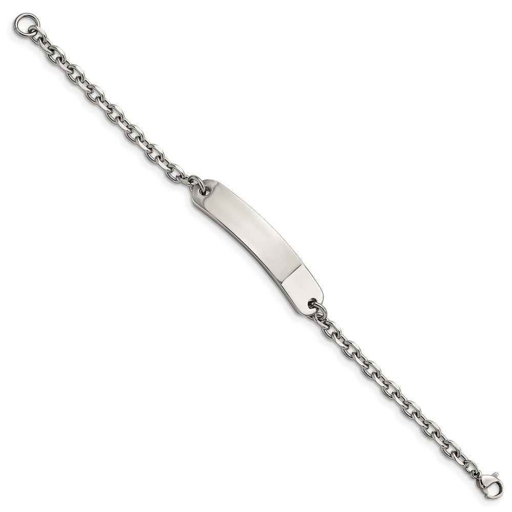 Stainless Steel Polished Cable Chain 7in ID Bracelet 7 inches