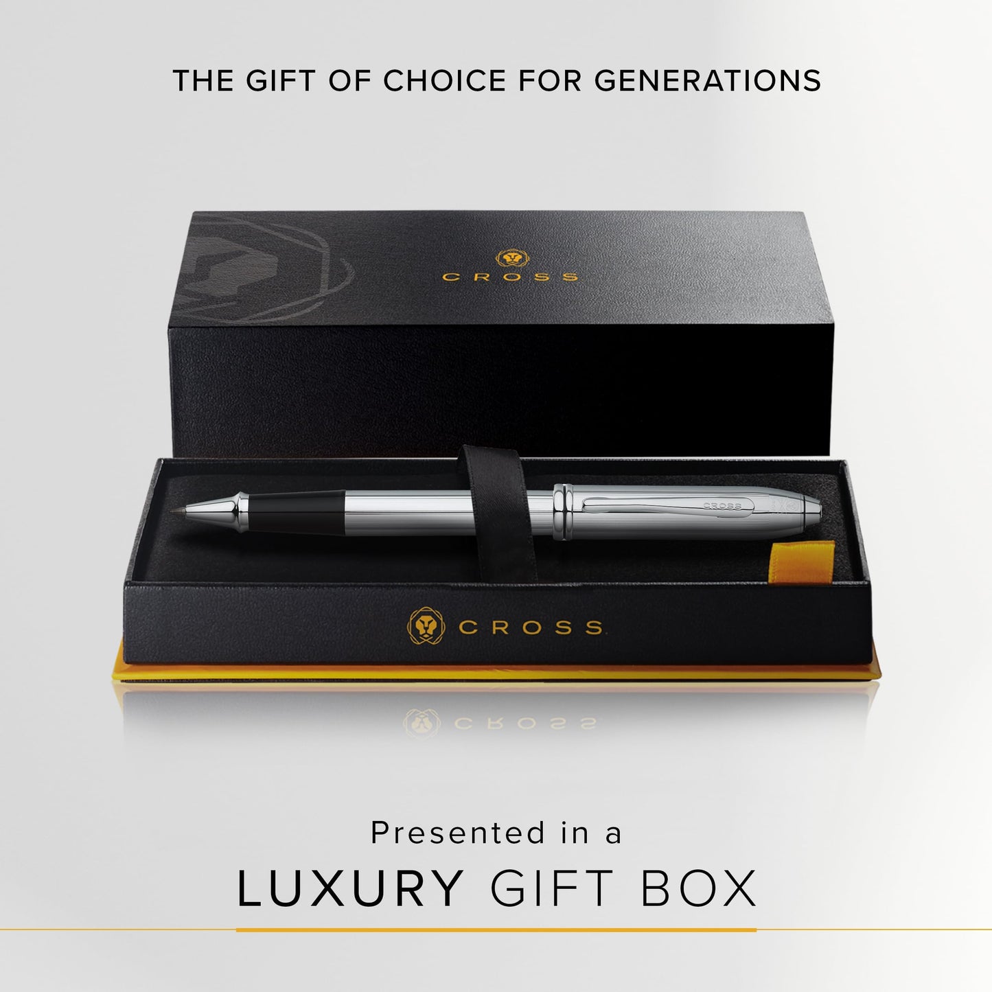 Cross Townsend Refillable Rollerball Pen, Chrome-Plated Appointments, Includes Luxury Gift Box - Lustrous Chrome