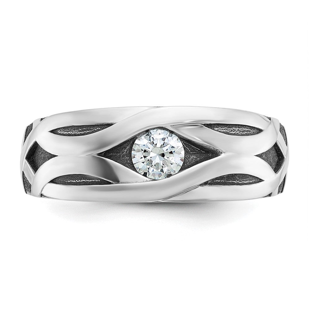 SS/GP IBGoodman Men's Polished Satin & Grooved Ring