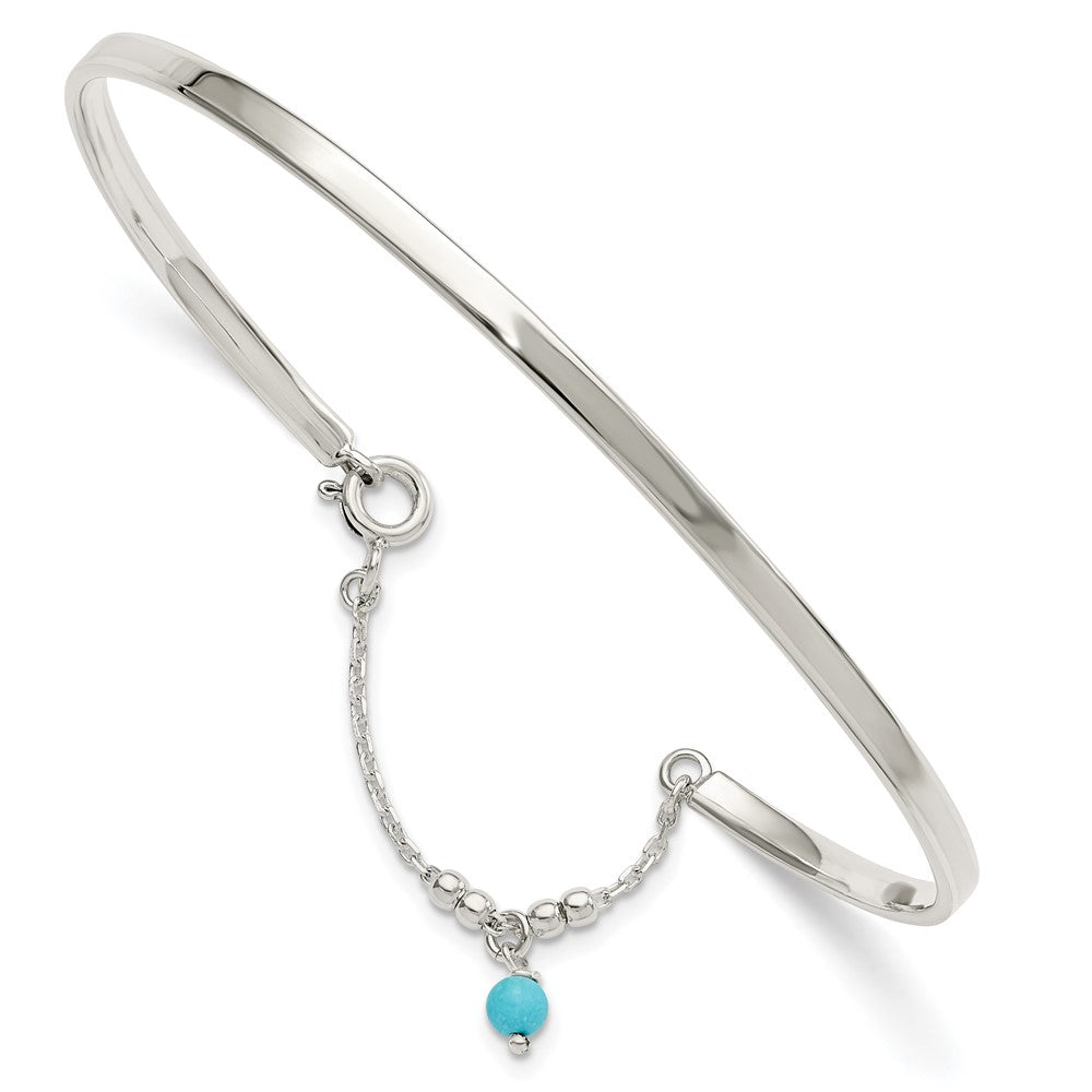 Sterling Silver Turquoise Bead Bangle Anklet 9 inches