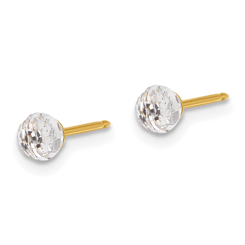 Inverness 14K Polished 4mm Crystal Faceted Ball Post Piercing Earrings