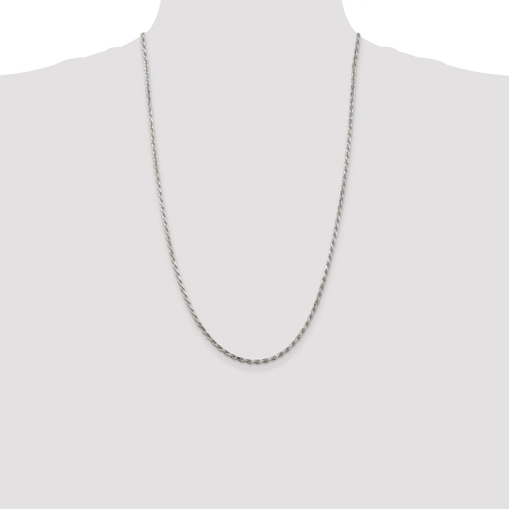 Sterling Silver 2.5mm Diamond-cut Rope Chain 26 Inches