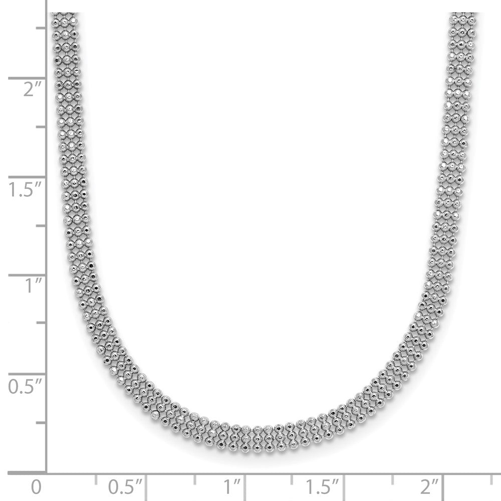 Sterling Silver RH-plt Polish 3-Strand Beaded w/2in ext. Necklace