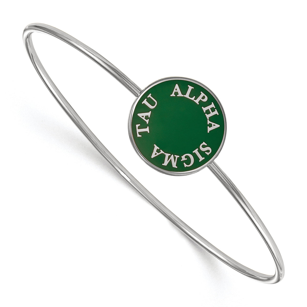 Sterling Silver Official Licensed Greek Sororities 7in Alpha Sigma Tau (???) Enameled Slip-on Bangle