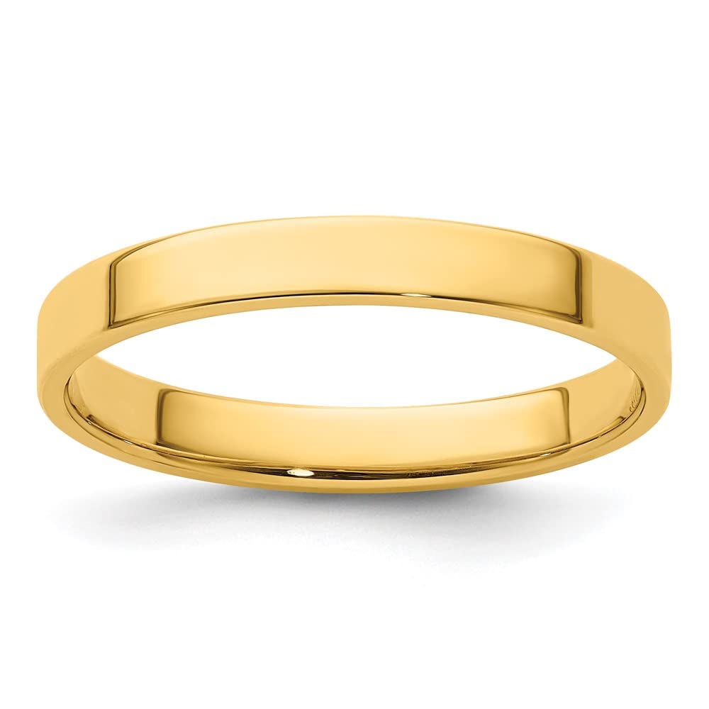 14k Yellow Gold 3mm Lightweight Flat Wedding Band Size 4.5