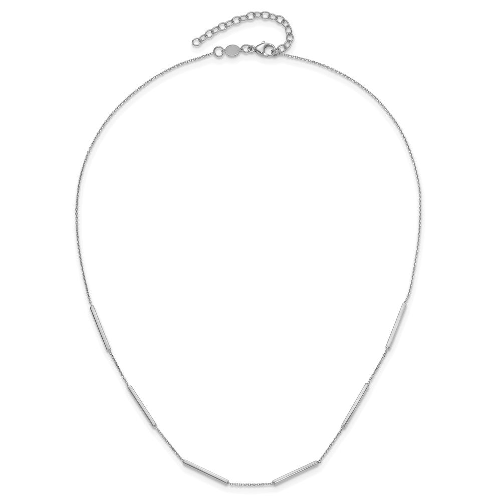 14K White Gold Polished 6 Bar Stations w/1.5in ext. Necklace