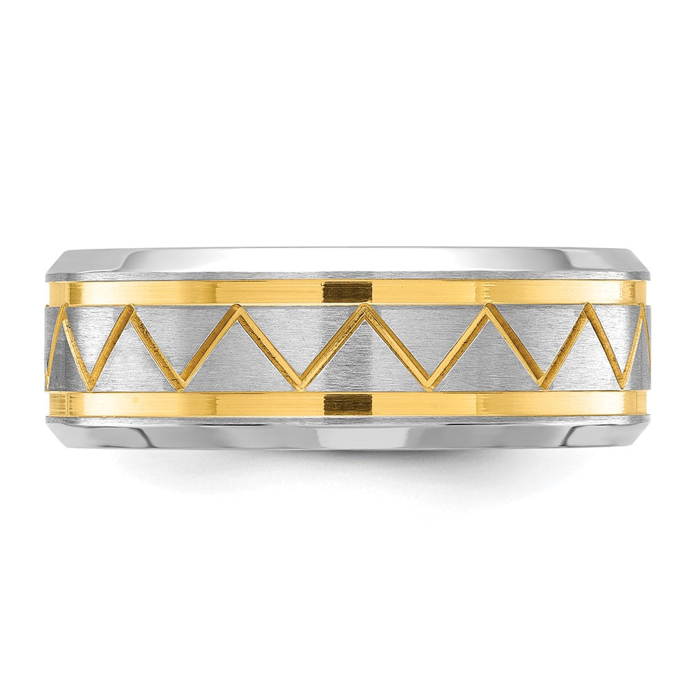 Chisel Stainless Steel Brushed and Polished Yellow IP-plated 8mm Band Size - 11