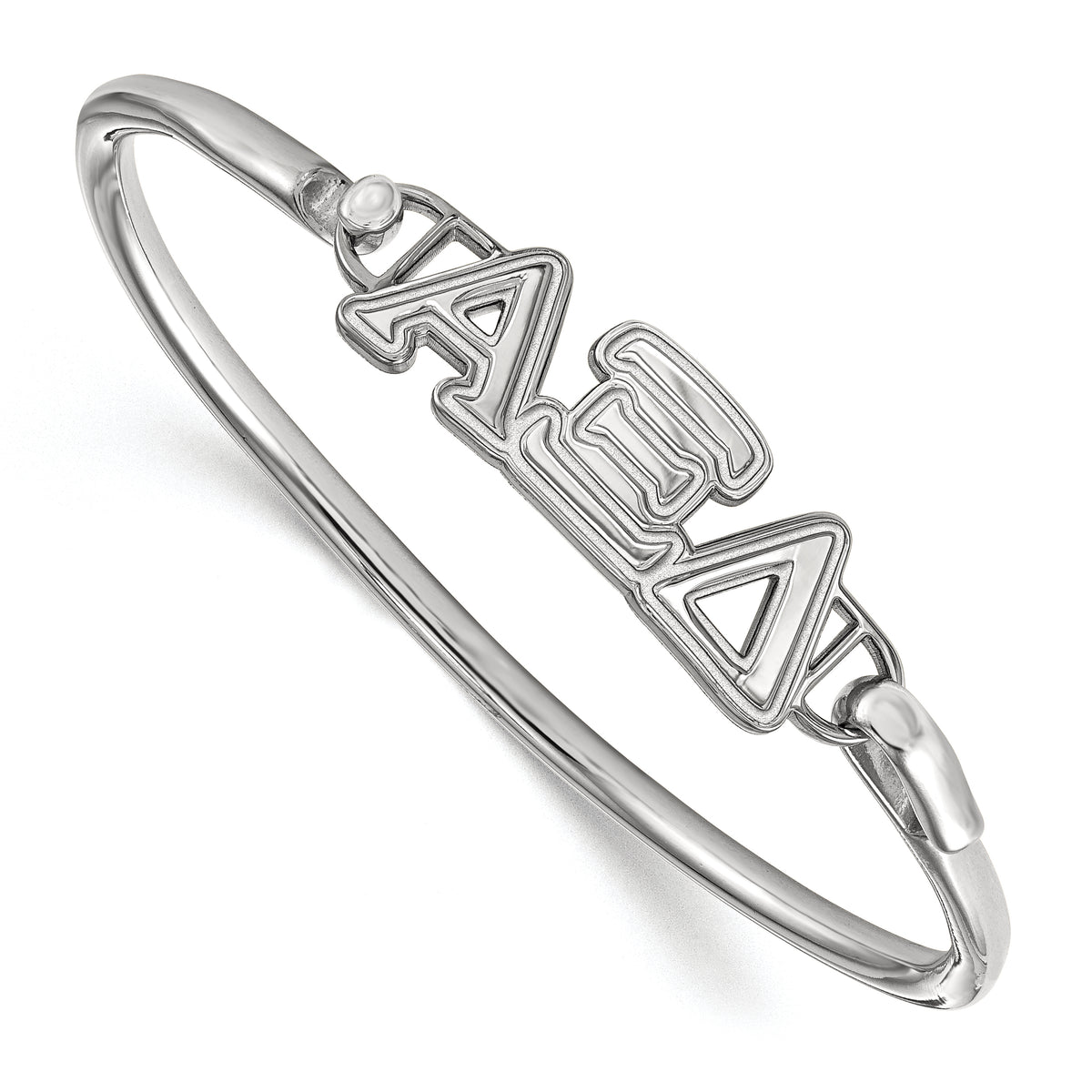 Sterling Silver Official Licensed Greek Sororities 7in Alpha Xi Delta (???) Small Hook and Clasp Bangle