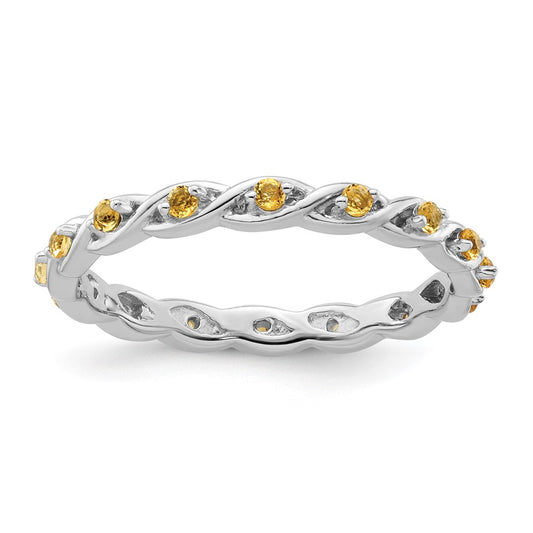 Sterling Silver Stackable Expressions Citrine Ring Size -10