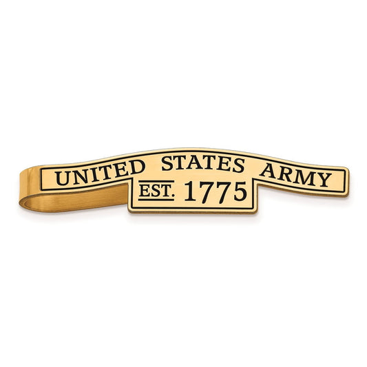 14K Yellow Gold Plated Sterling Silver U.S. Army Epoxied Tie Bar, 49mm