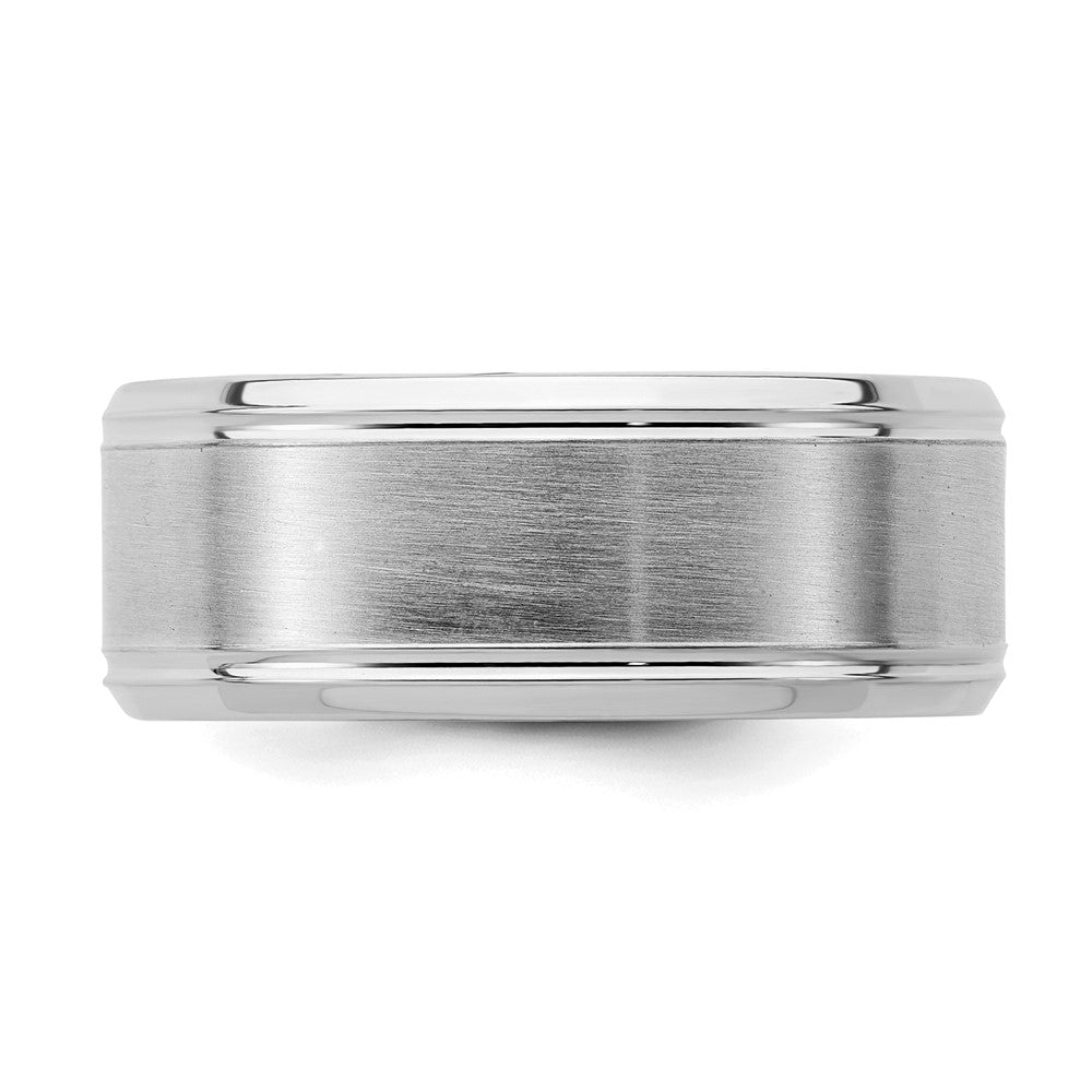 Sterling Silver Rhodium-plated 8mm Brushed Fancy Band Size 11