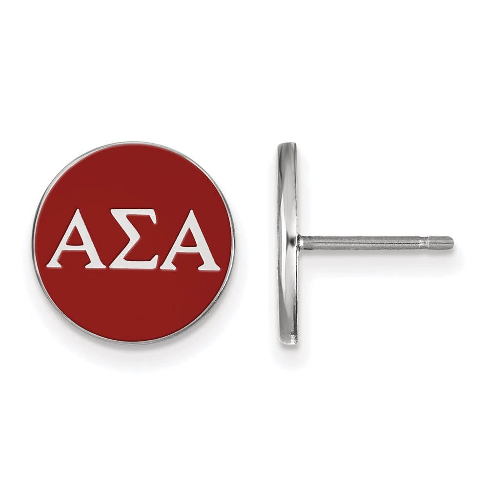 Sterling Silver Official Licensed Greek Sororities Alpha Sigma Alpha (???) Enameled Post Earrings