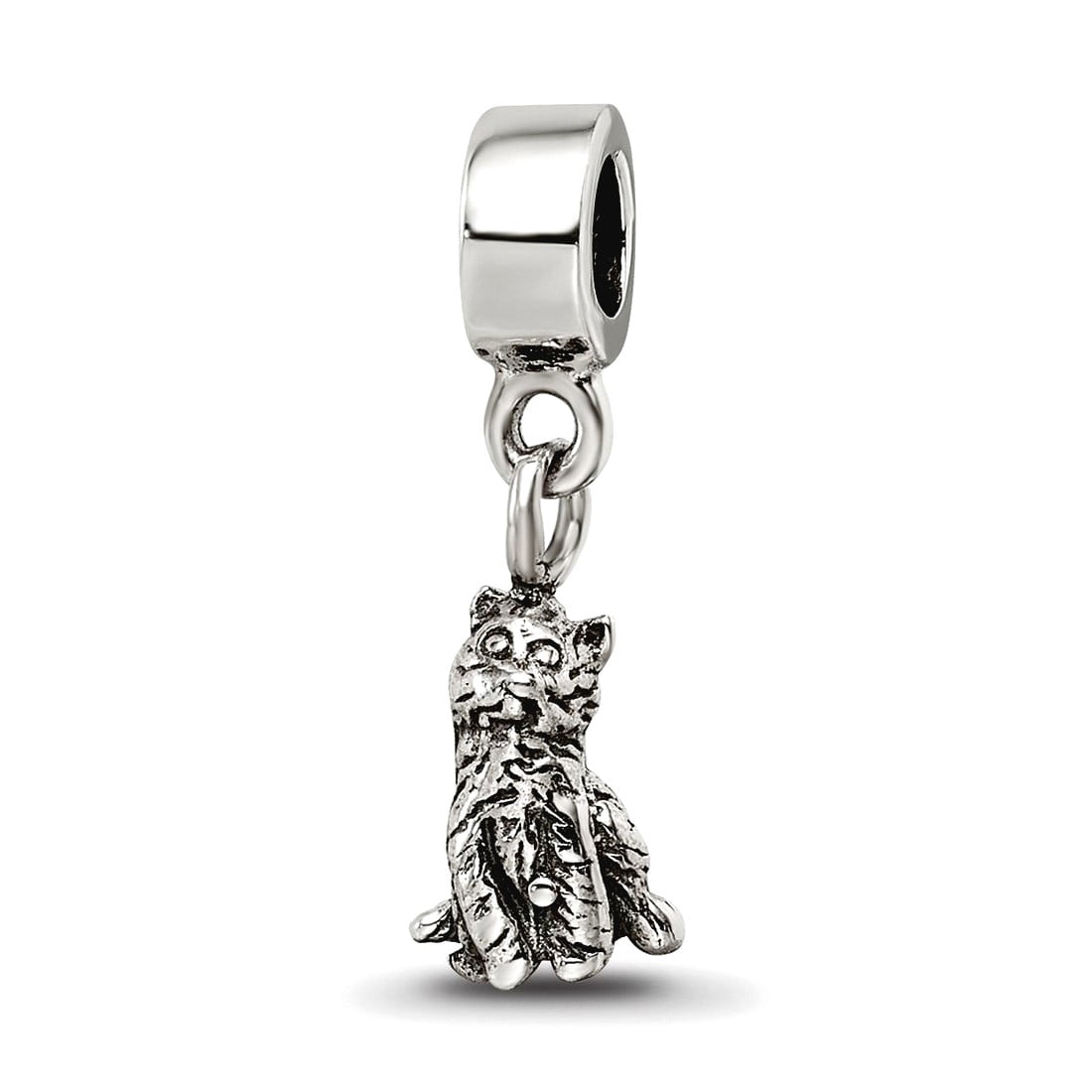 925 Sterling Silver Polished Artisan Oxidized Reflections Cat Dangle Bead Charm 20x5.45mm Wide Pendant Necklace for Wome
