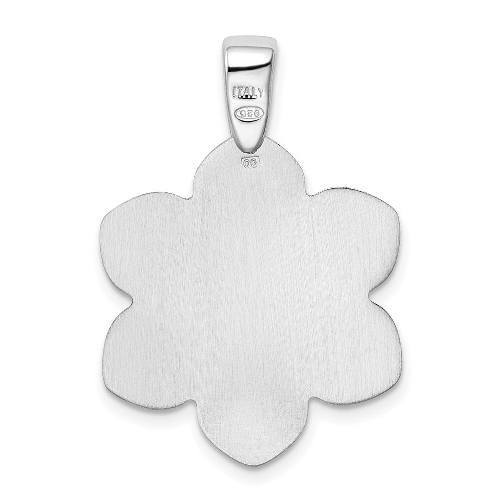 Sterling Silver Rhodium-plated Flower Pendant