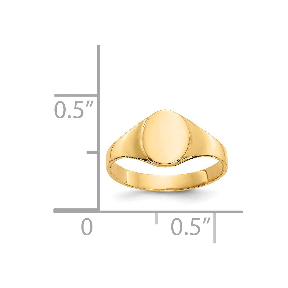 14k High Polished Oval Closed Back Baby Signet Ring Size 1