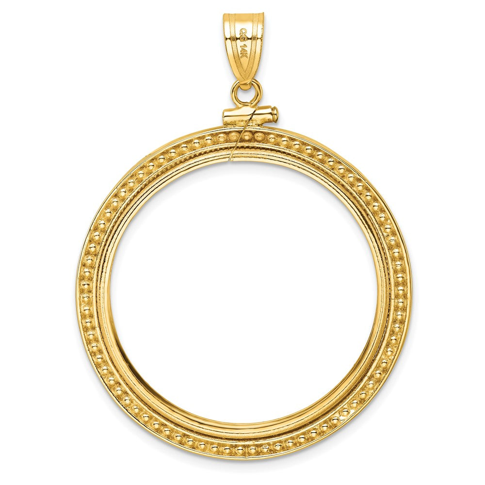 Wideband Distinguished Coin Jewelry 14k Polished and Beaded 32.7mm x 3.00mm Screw Top Coin Bezel Pendant