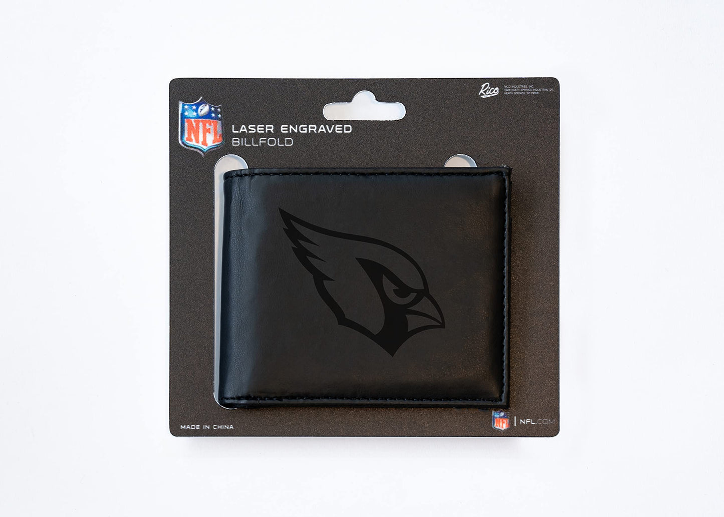 Rico Industries Football Arizona  Black Laser Engraved Bill-fold Wallet - Slim Design - Great Gift