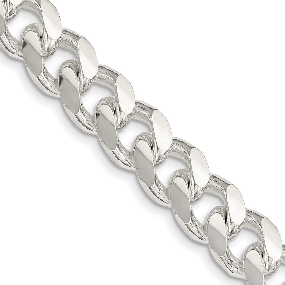 Sterling Silver 10.5mm Domed w/ Side D/C Curb Chain 24 Inches