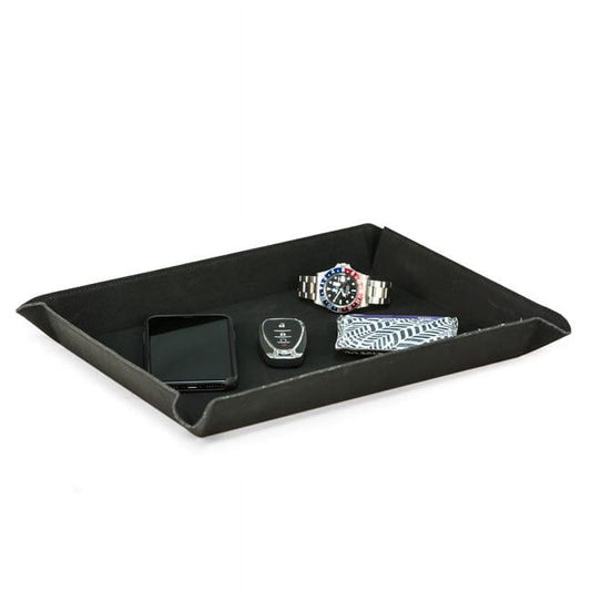 Bey-Berk International UC102B Large Leatherette Rectangular Valet Tray, Black