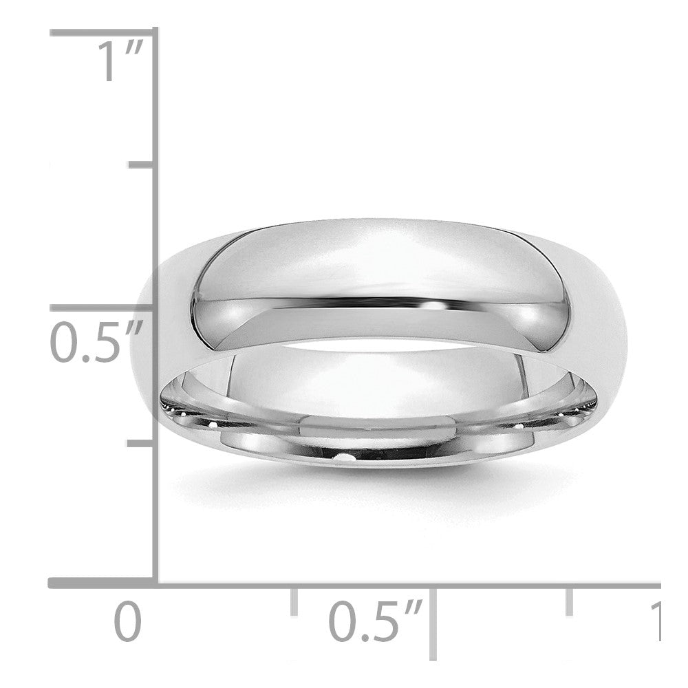 Sterling Silver Rhodium-plated 6mm Comfort Fit Size 13 Band
