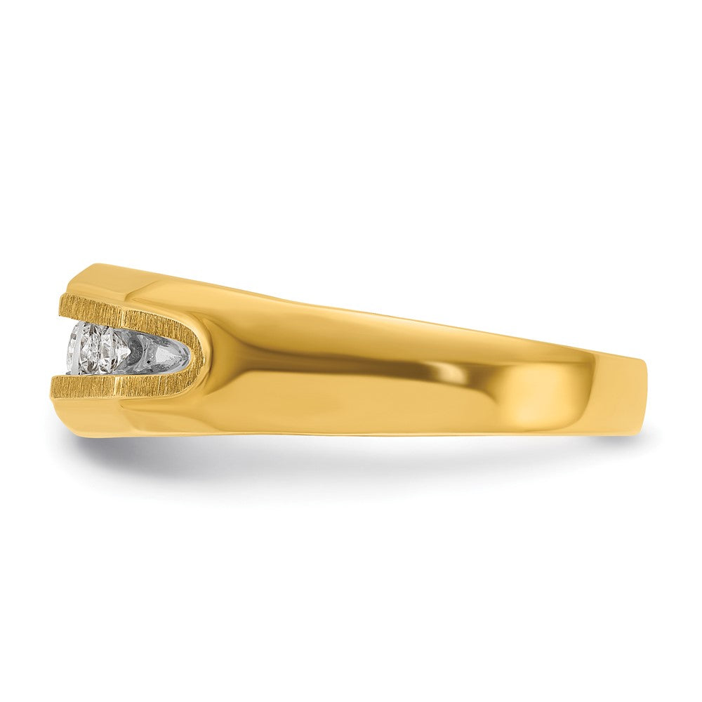 IBGoodman 14k with White Rhodium Men's Polished and Satin 5-Stone 1/4 Carat AA Quality Diamond Ring