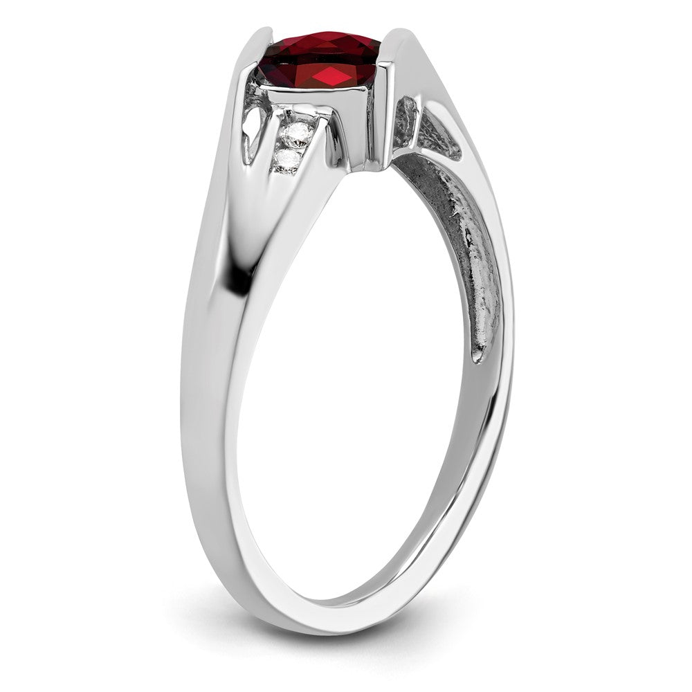 Sterling Silver ANC Garnet & Diamond Ring
