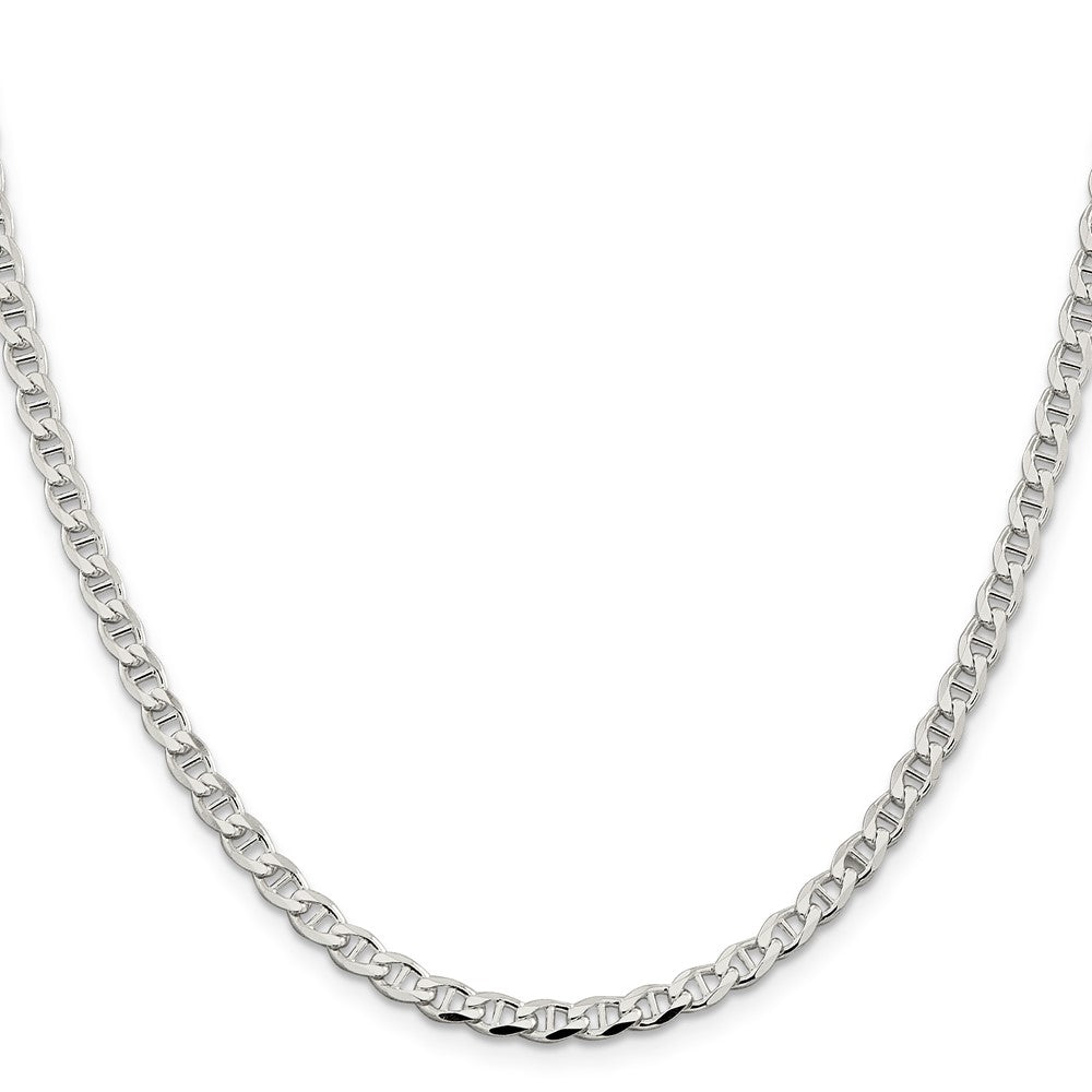 Sterling Silver 4.0mm D/C Flat Anchor Curb Chain 18 Inches