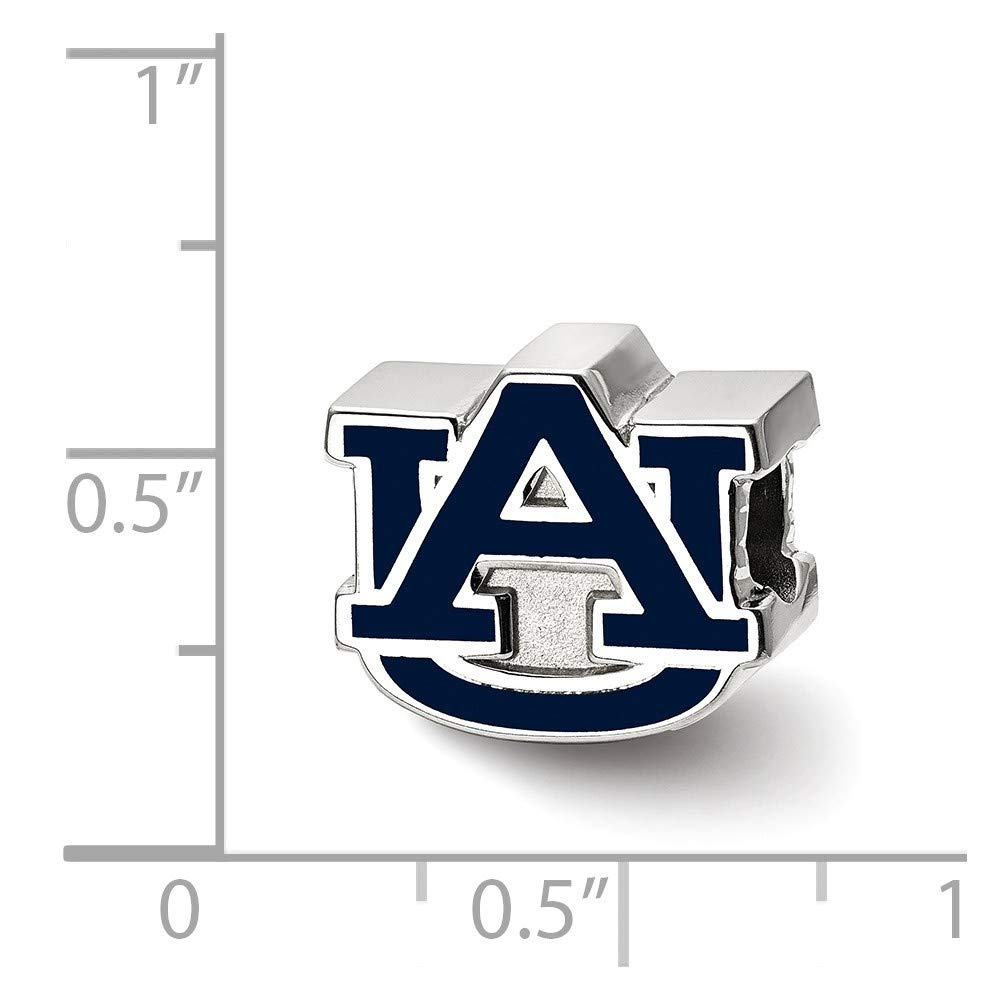 Sterling Silver Auburn University Enameled UA Logo Bead Charm