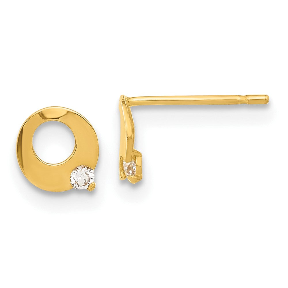 14k Madi K CZ Children's Circle Post Earrings