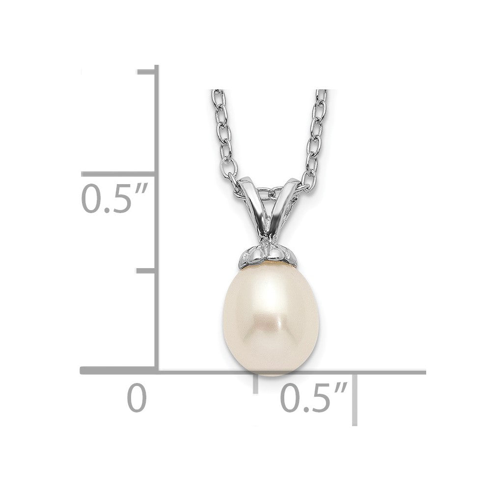 Sterling Silver Madi K Rhodium-plated 6-7mm White Rice Freshwater Cultured Pearl 14 inch Necklace 14 Inches