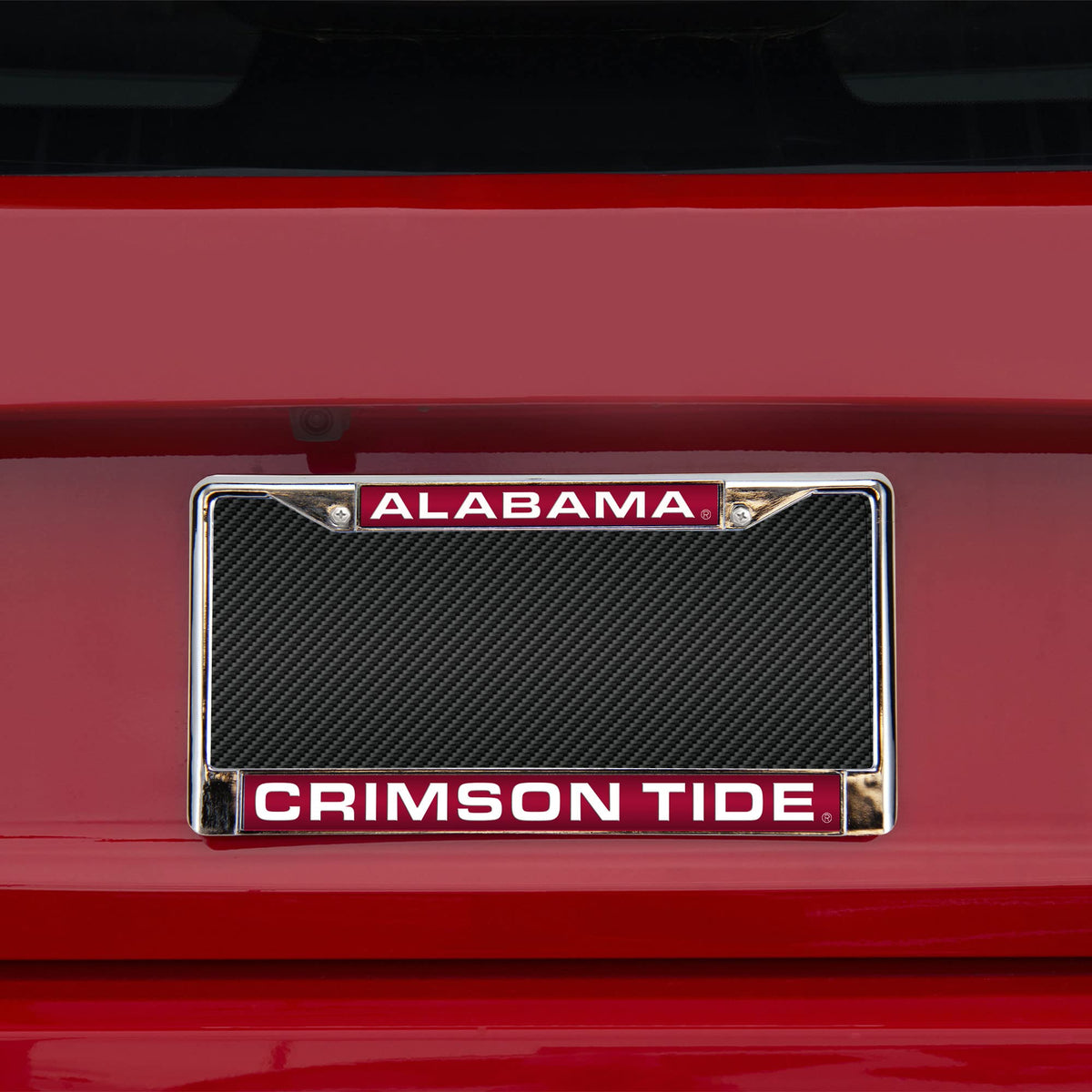 Collegiate U of Alabama Red Laser Chrome Acrylic License Plate Frame QGC6984