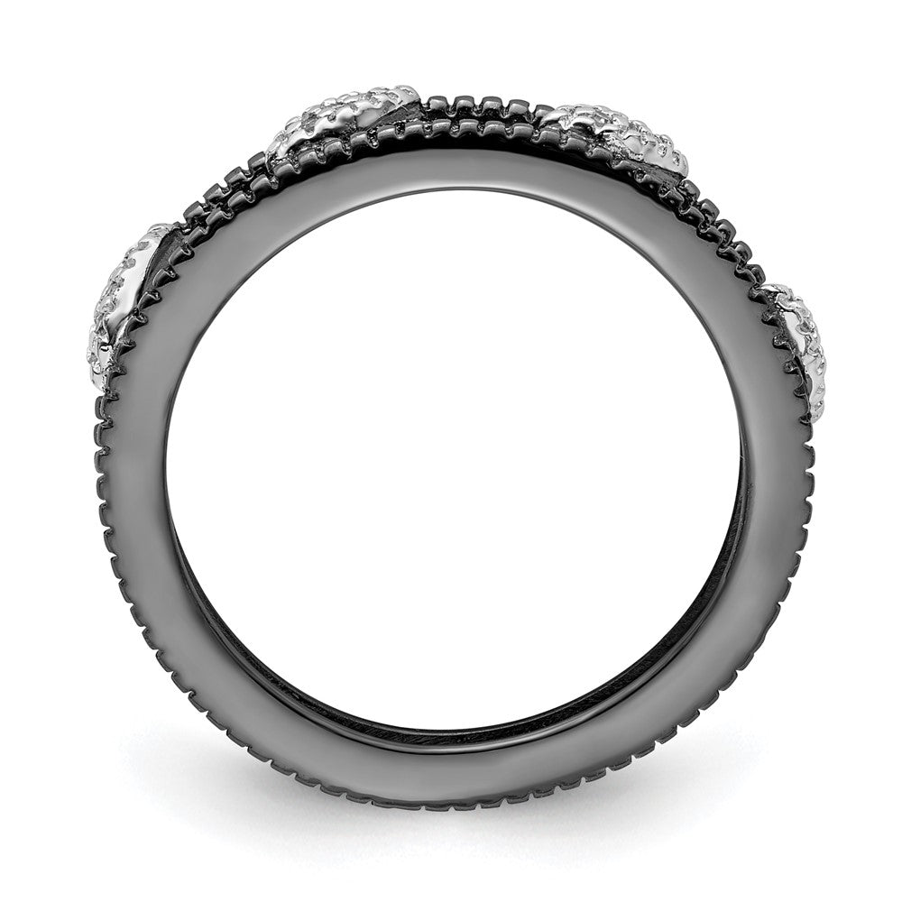 Sterling Silver Stackable Expressions Ruthenium-plated Diamond Jacket Ring Size -7