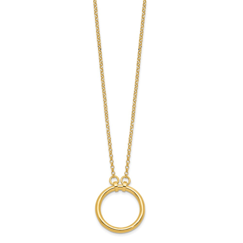 Sterling Silver Gold-tone Polished Circle w/ 2in ext. Necklace