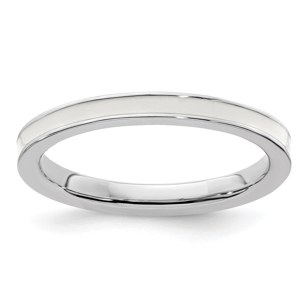 Sterling Silver Stackable Expressions White Enameled 2.25mm Ring Size -5
