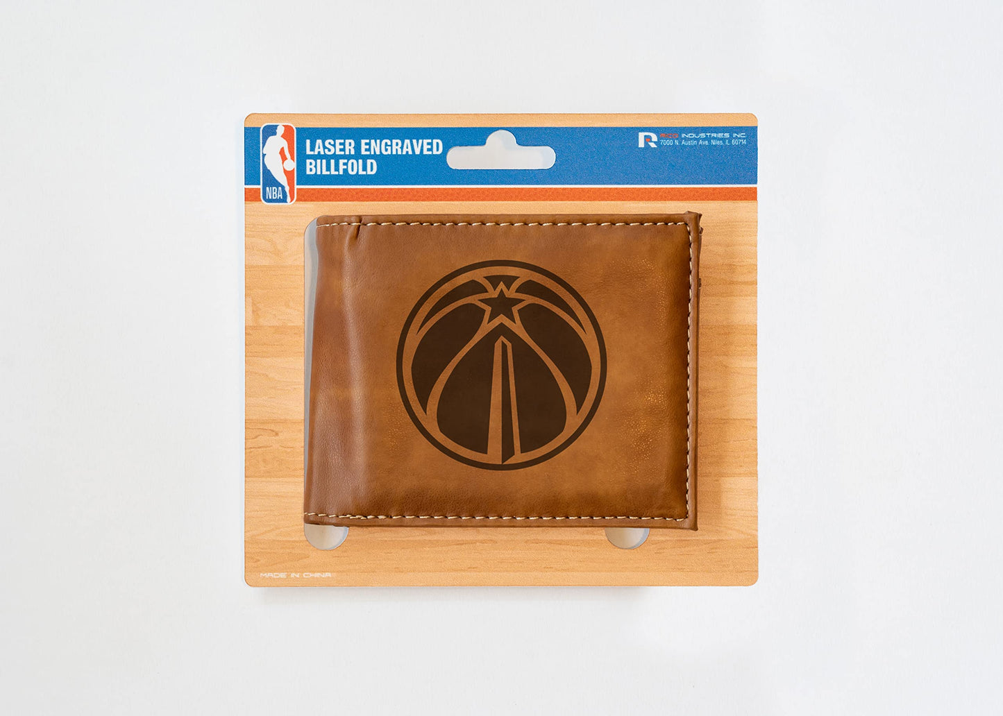 4" Brown NBA Washington Wizards Engraved Billfold Wallet
