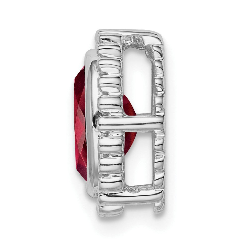 14k White Gold Oval Garnet Chain Slide