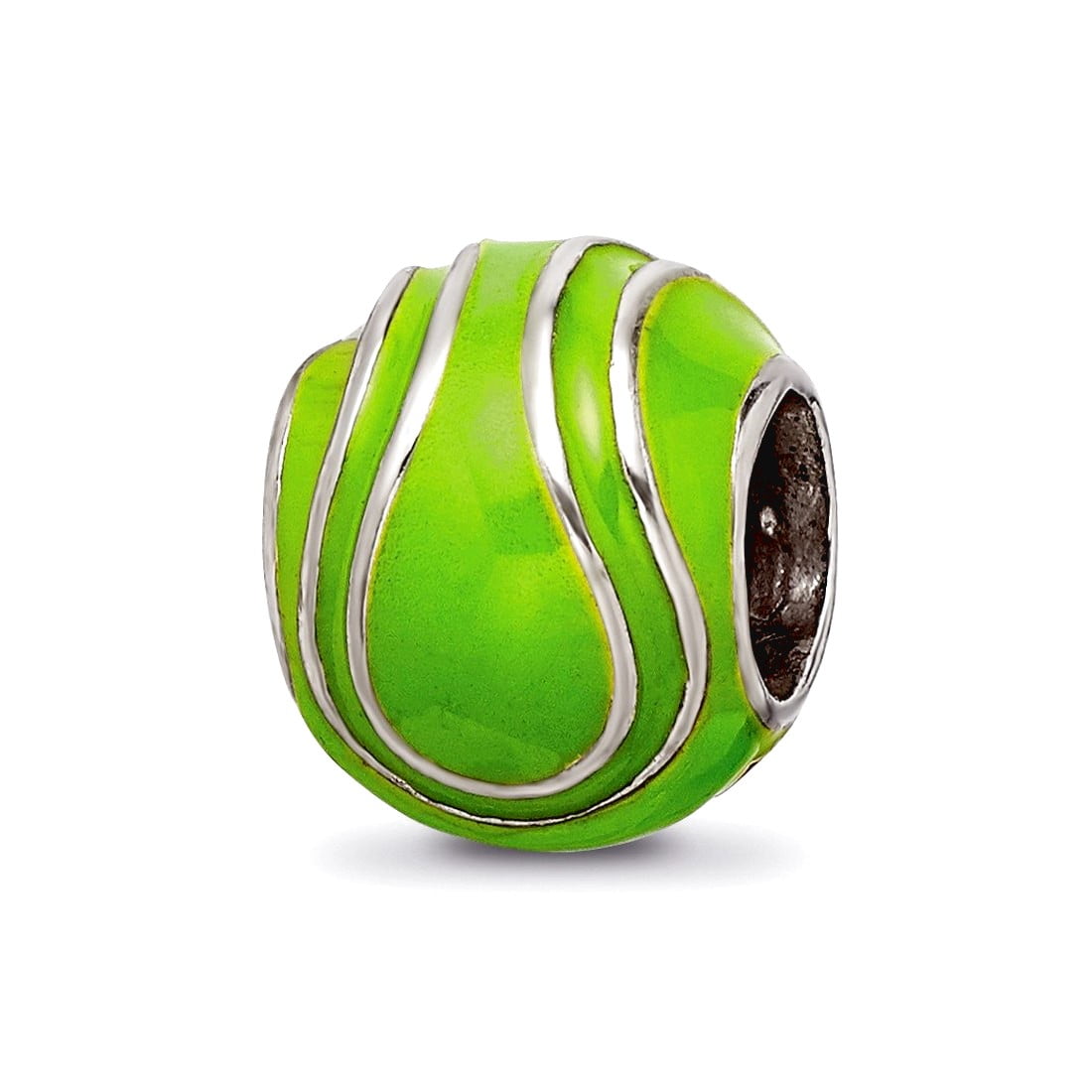 Sterling Silver Reflections Enameled Tennis Ball Bead